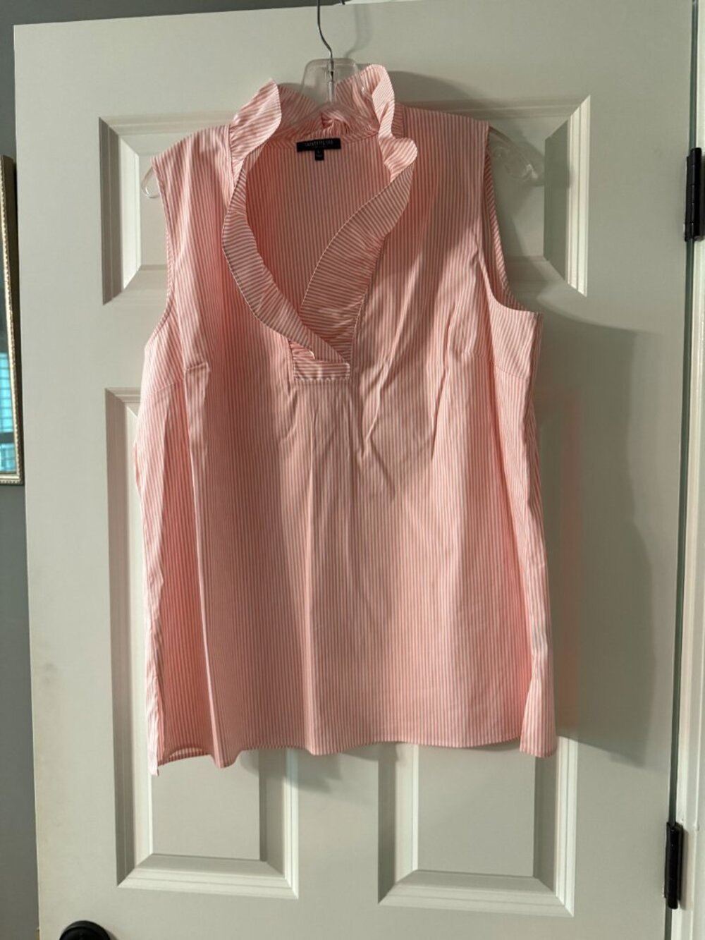 **Beautiful Lafayette 148 Pink & White Striped Top**